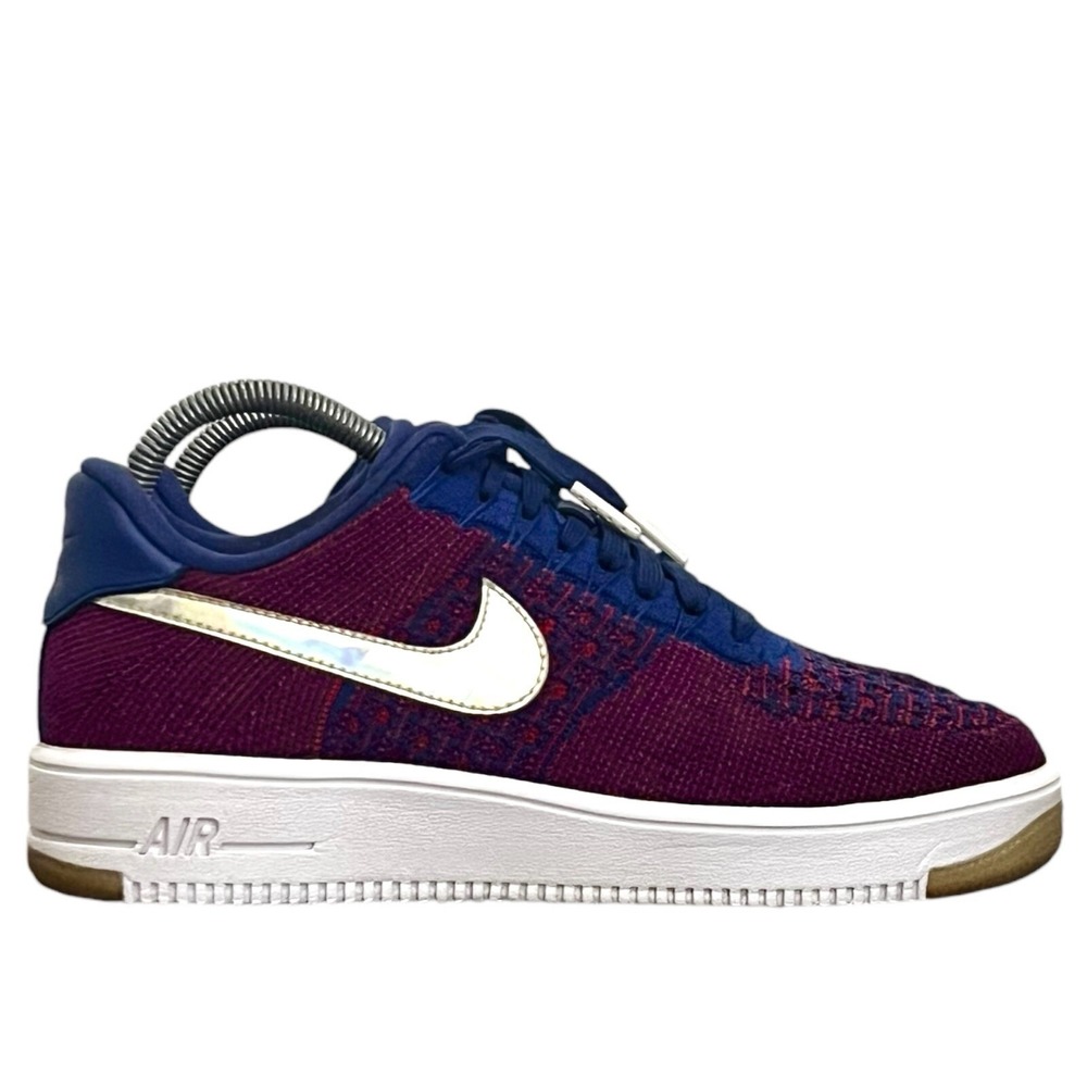 Nike Air Force 1 Flyknit USA Edition Men's 7‎ W6 Athletic Shoes Burgundy Blue